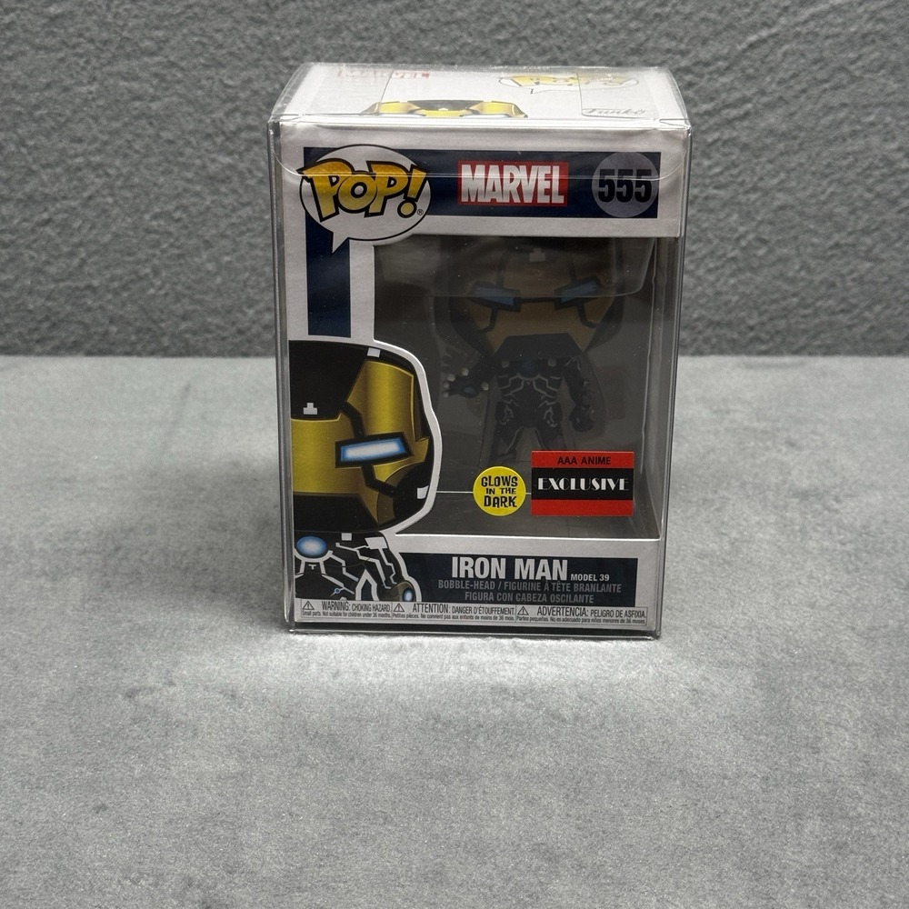 Funko Pop! Marvel 555 Iron Man Figure, Model 39, GITD, AAA Anime Exclusive